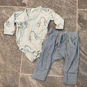 kate quinn Sage Blue Guitar Print Baby Bodysuit